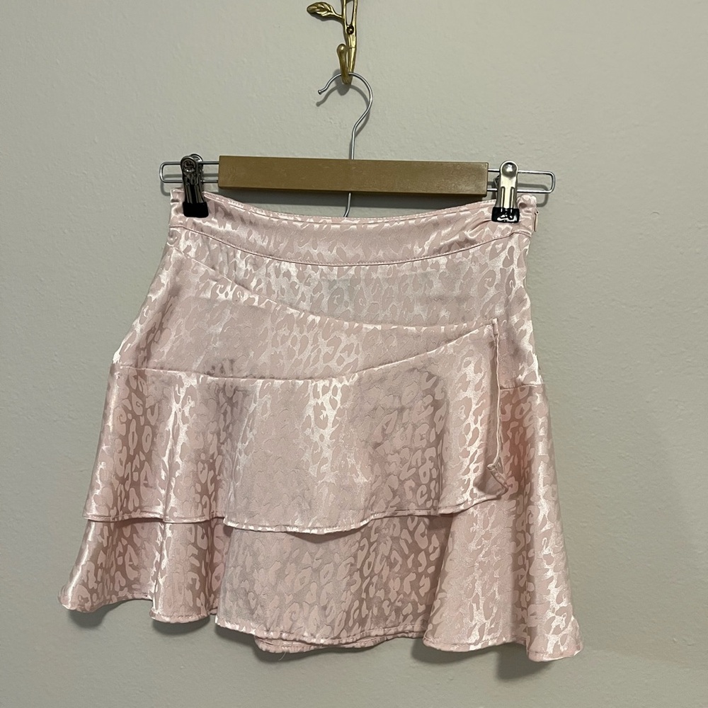 Forever 21 Pink Satin Tiered Mini Skirt
